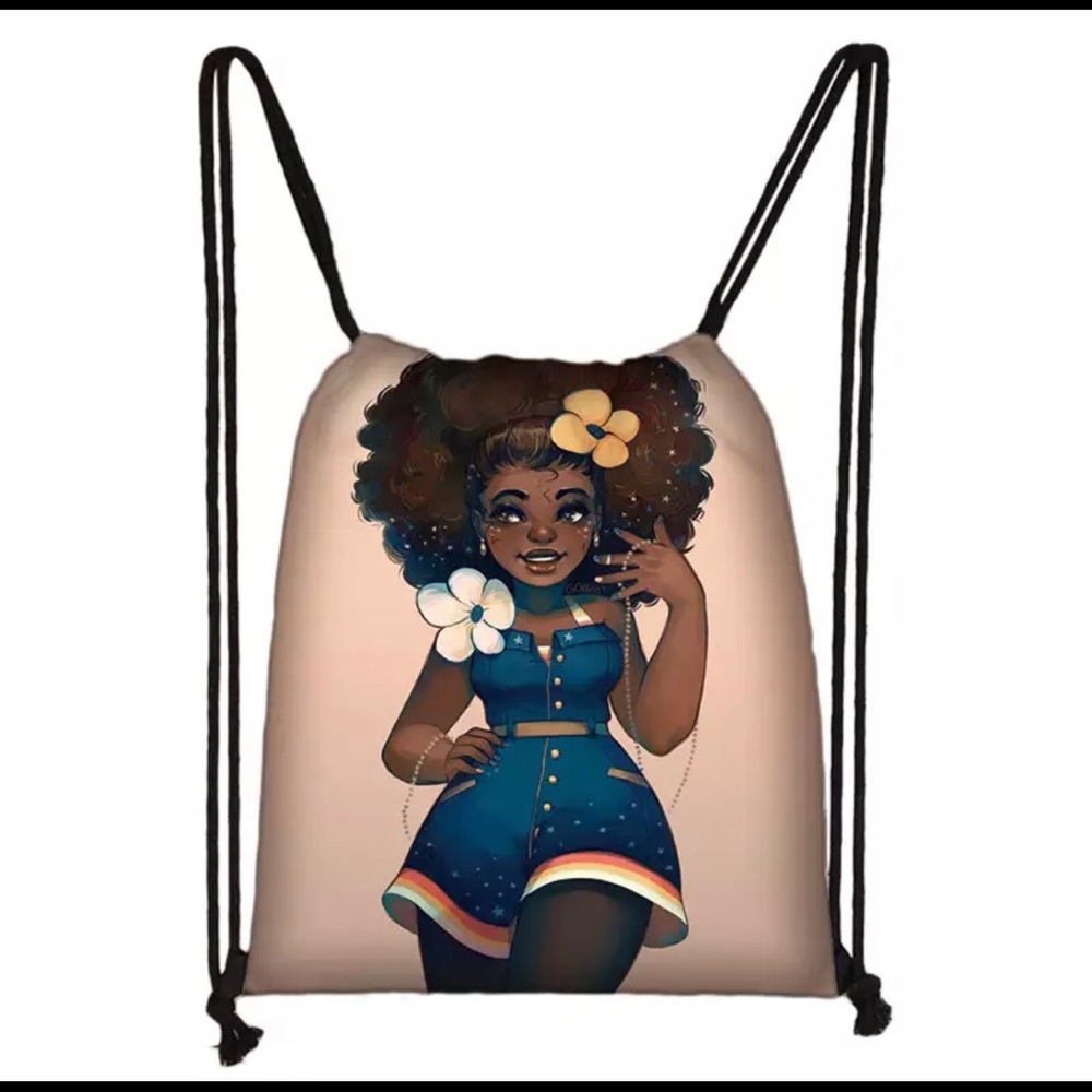 Drawstring backpack flower fro